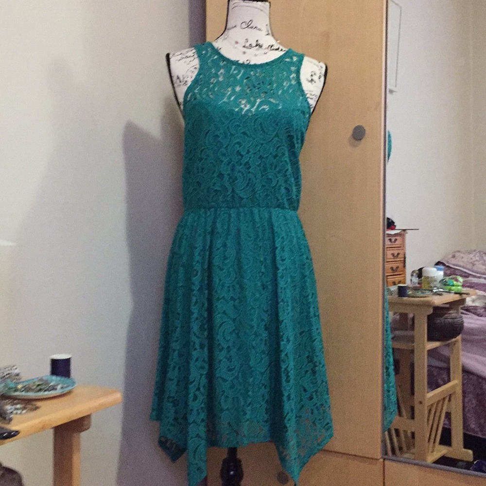 NWOT Material Girl green dress.
